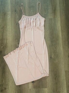 Ultra Flirt Blush Pink Maxi Slip Dress with Spaghetti Straps